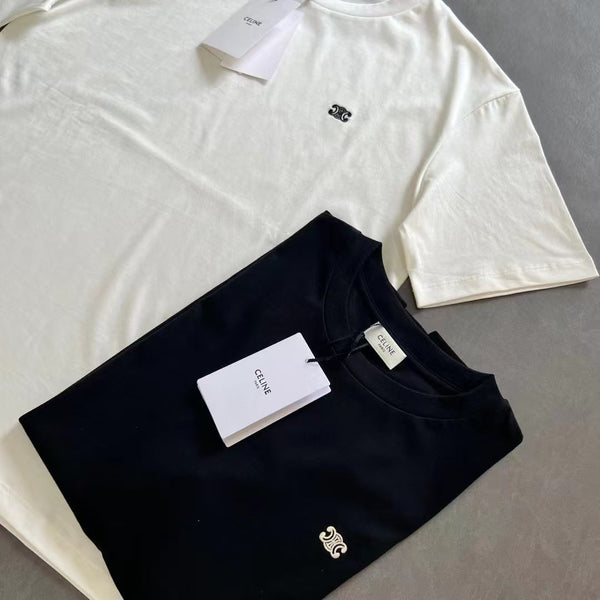 T-shirt ample Celine Triomphe coton noir blanc 350444