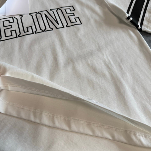 T-shirt imprimé lettres color-block Céline PE26 Coton blanc noir 350495