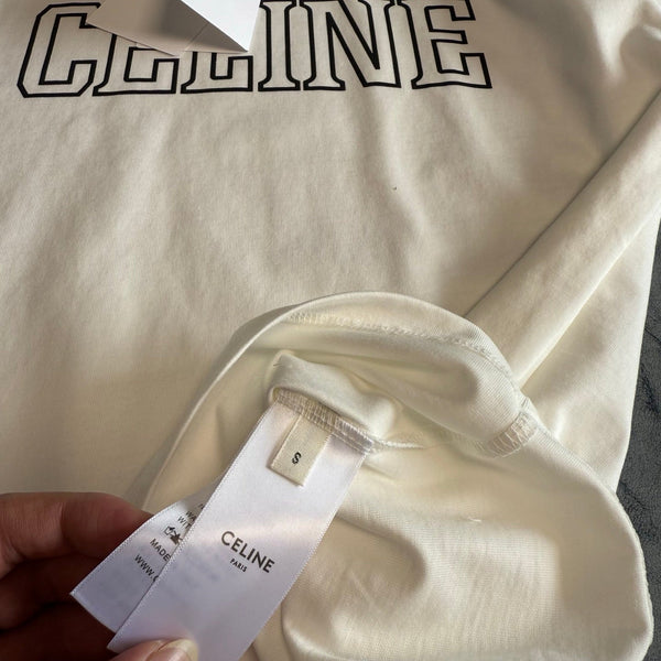 T-shirt imprimé lettres color-block Céline PE26 Coton blanc noir 350495