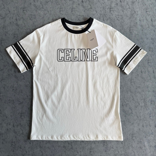 T-shirt imprimé lettres color-block Céline PE26 Coton blanc noir 350495
