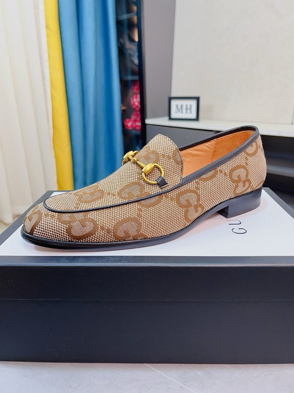 GG Men's Horsebit Loafer Brown Fabric 520454