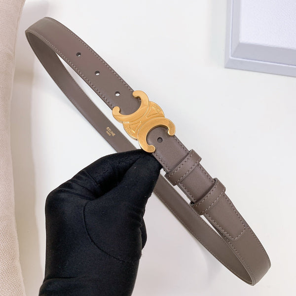 CL MEDIUM 25 MM TRIOMPHE BELT IN CHOCOLATE BROWN LEATHER GOLD HARDWARE