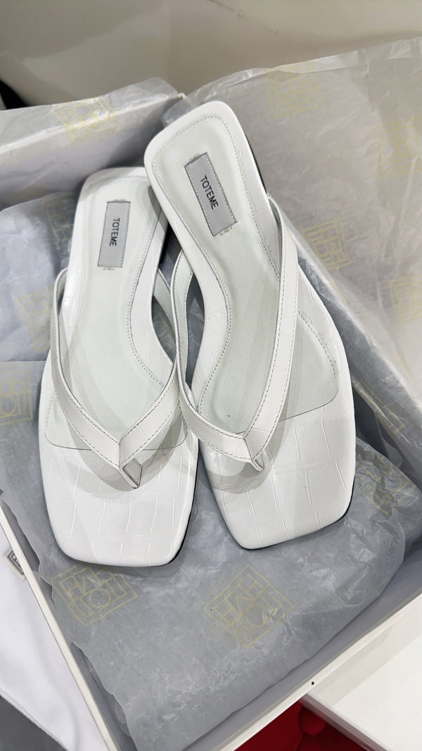 Totem Thong Sandals White Croc-Effect Leather 751658