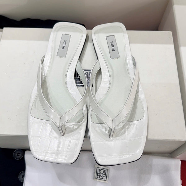 Totem Thong Sandals White Croc-Effect Leather 751658
