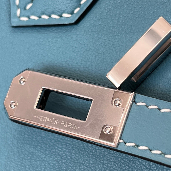 HM Birkin 𝟐𝟓 𝐒𝐰𝐢𝐟𝐭 Blue & Pearl Gray Cowhide  Grayiver Hardware (25day to produce) 270223