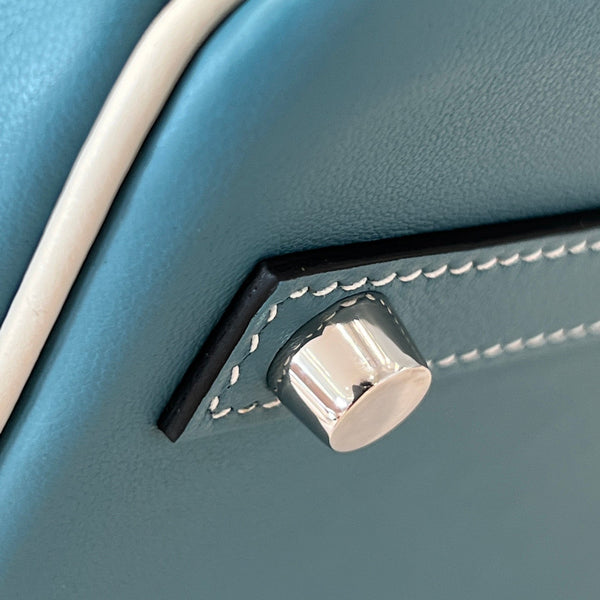 HM Birkin 𝟐𝟓 𝐒𝐰𝐢𝐟𝐭 Blue & Pearl Gray Cowhide  Grayiver Hardware (25day to produce) 270223