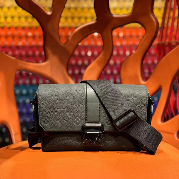 LV S-Cape Messenger Bag 28cm Black Taurillon Monogram leather