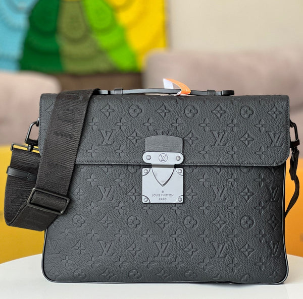 LV S-Lock Briefcase 39cm Black Taurillon Monogram leather