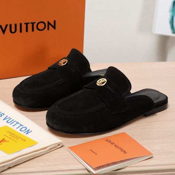 LV 25C Flat Mule Nero Scamosciato 218313