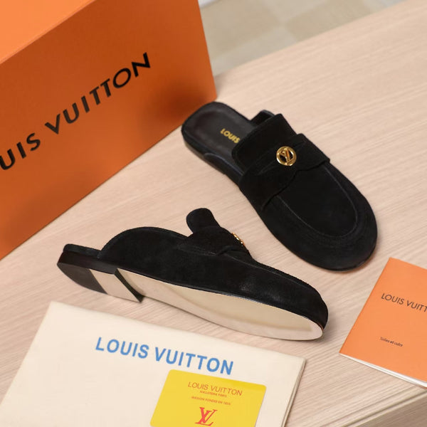 LV 25C Flat Mule Nero Scamosciato 218313