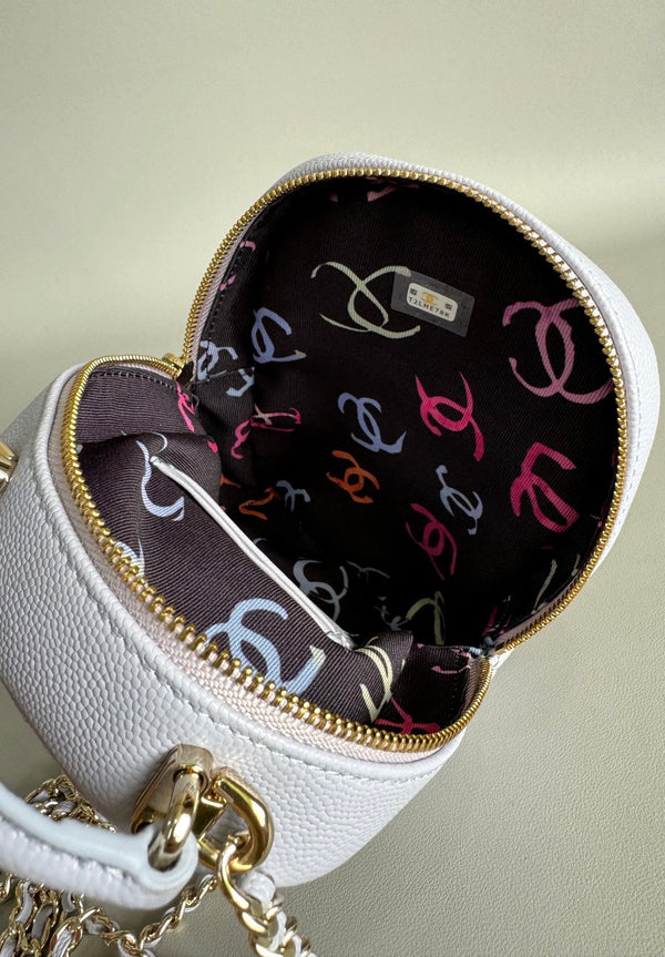 ZAINO CC MINI 18 BIANCO CAVIAR ORO CHIARO HARDWARE