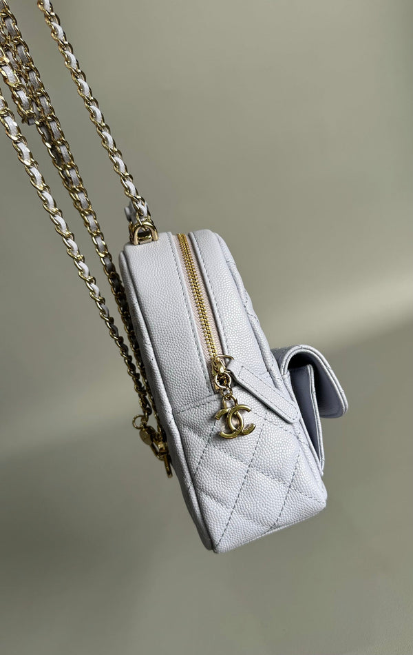 ZAINO CC MINI 18 BIANCO CAVIAR ORO CHIARO HARDWARE