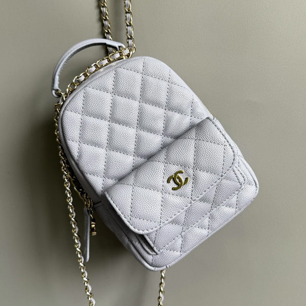 ZAINO CC MINI 18 BIANCO CAVIAR ORO CHIARO HARDWARE