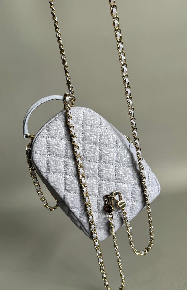 ZAINO CC MINI 18 BIANCO CAVIAR ORO CHIARO HARDWARE