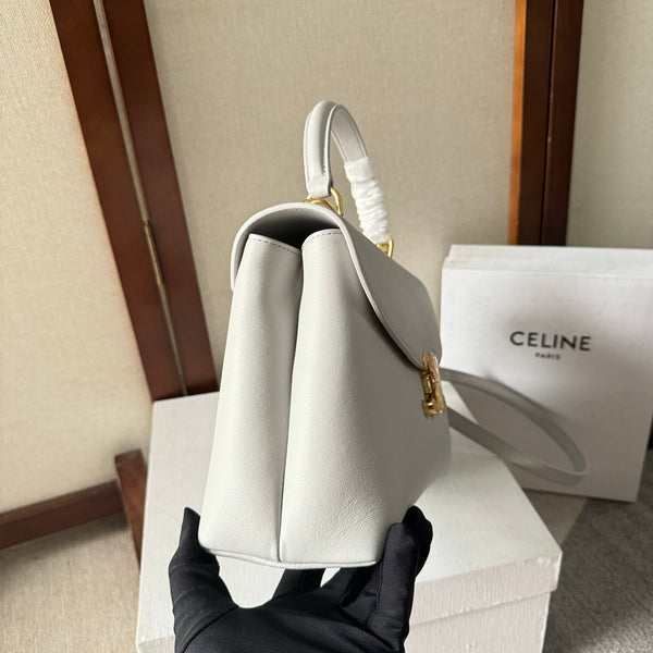 BORSA NINO MEDIA 25 IN PELLE DI VITELLO MORBIDA BIANCA CON FERRAMENTA ORO