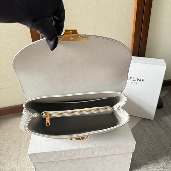 BORSA NINO MEDIA 25 IN PELLE DI VITELLO MORBIDA BIANCA CON FERRAMENTA ORO