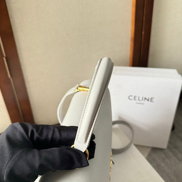 BORSA NINO MEDIA 25 IN PELLE DI VITELLO MORBIDA BIANCA CON FERRAMENTA ORO
