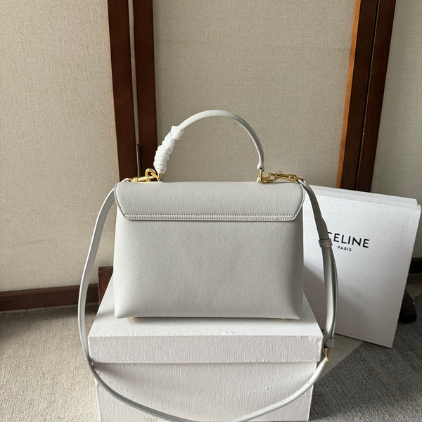 BORSA NINO MEDIA 25 IN PELLE DI VITELLO MORBIDA BIANCA CON FERRAMENTA ORO