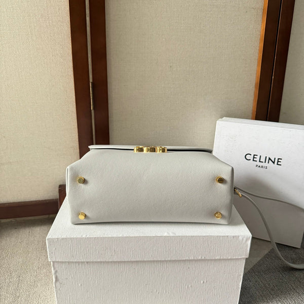 BORSA NINO MEDIA 25 IN PELLE DI VITELLO MORBIDA BIANCA CON FERRAMENTA ORO