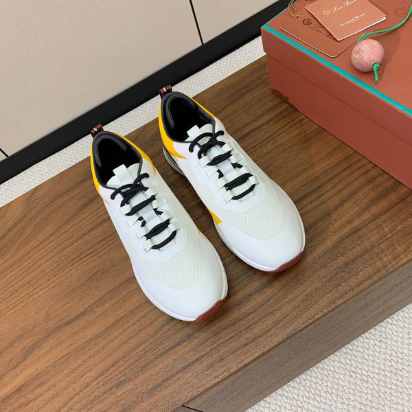Sneaker LP Week-End Walk in tessuto a rete bianco, nero e giallo 984413