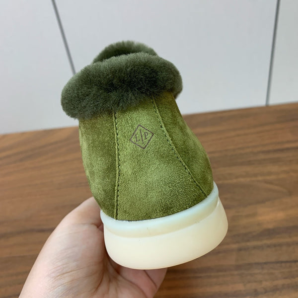 Stivali Chukka LP Open Walk in pelle scamosciata verde con pelliccia di agnello