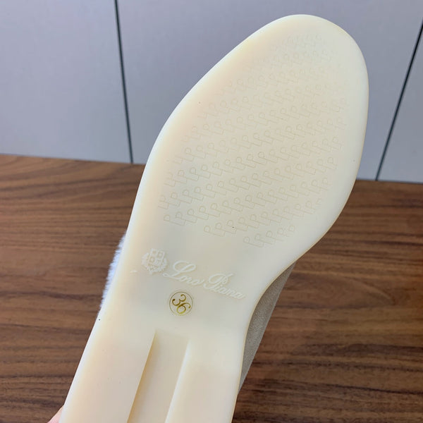 Stivali Chukka LP Open Walk in pelle scamosciata color crema e pelliccia di agnello