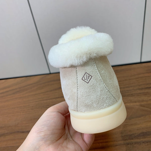 Stivali Chukka LP Open Walk in pelle scamosciata color crema e pelliccia di agnello