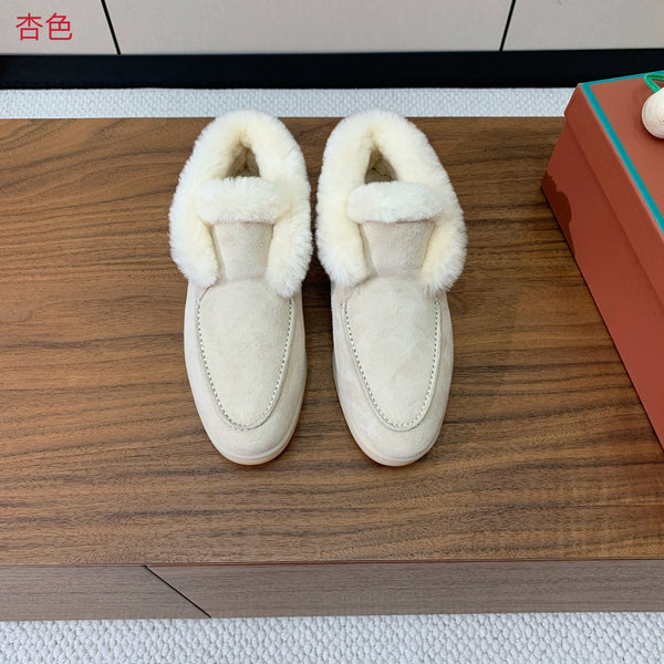 Stivali Chukka LP Open Walk in pelle scamosciata color crema e pelliccia di agnello