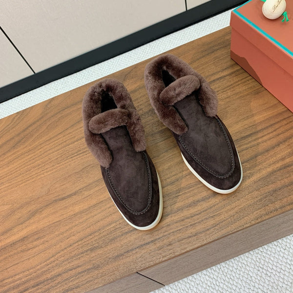 Stivali Chukka LP Open Walk in pelle scamosciata color cioccolato e pelliccia di agnello