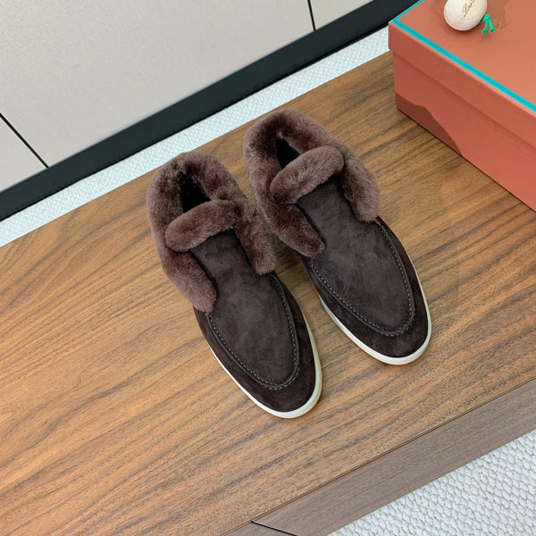 Stivali Chukka LP Open Walk in pelle scamosciata color cioccolato e pelliccia di agnello