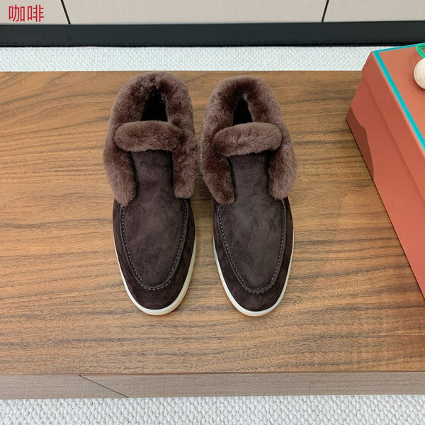 Stivali Chukka LP Open Walk in pelle scamosciata color cioccolato e pelliccia di agnello