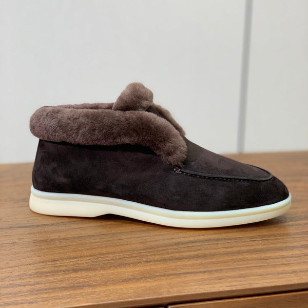 Stivali Chukka LP Open Walk in pelle scamosciata color cioccolato e pelliccia di agnello