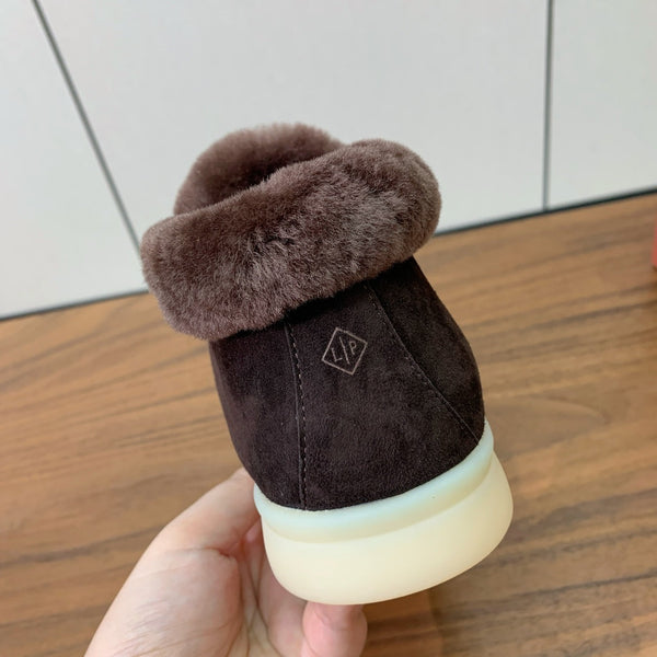 Stivali Chukka LP Open Walk in pelle scamosciata color cioccolato e pelliccia di agnello