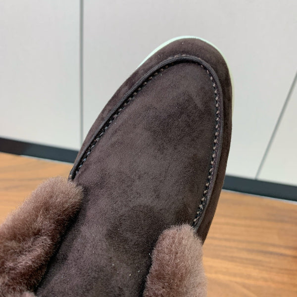 Stivali Chukka LP Open Walk in pelle scamosciata color cioccolato e pelliccia di agnello