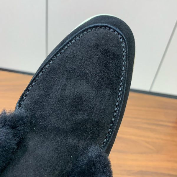 Stivali Chukka LP Open Walk in pelle scamosciata nera con pelliccia di agnello