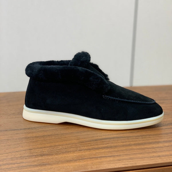 Stivali Chukka LP Open Walk in pelle scamosciata nera con pelliccia di agnello