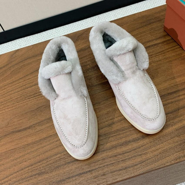Stivali Chukka LP Open Walk in pelle scamosciata color polvere e pelliccia di agnello