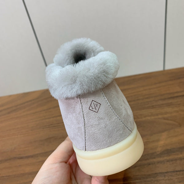 Stivali Chukka LP Open Walk in pelle scamosciata color polvere e pelliccia di agnello
