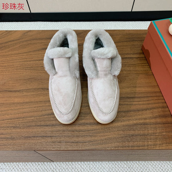 Stivali Chukka LP Open Walk in pelle scamosciata color polvere e pelliccia di agnello