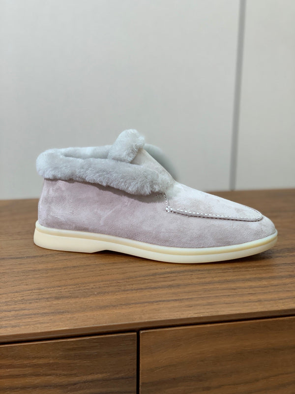 Stivali Chukka LP Open Walk in pelle scamosciata color polvere e pelliccia di agnello