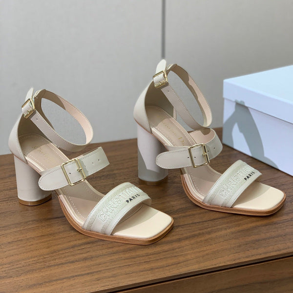 CD J'Adior High-Heel Sandals 8cm Cream Cowhide Canvas 793129