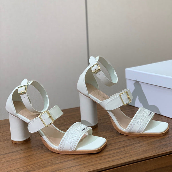 CD Sandales à talons hauts J'Adior 10 cm Toile de cuir de vachette blanche 793133