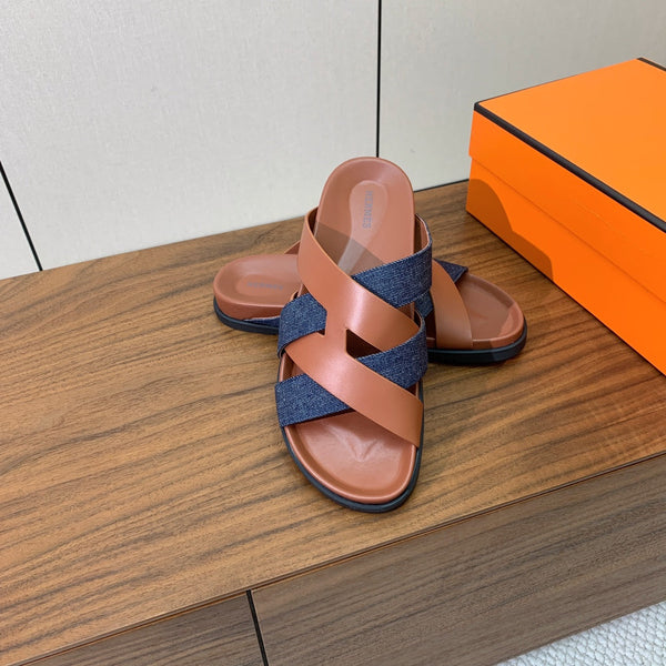 HM Kazimir Sandal Denim Brown Calfskin 294001