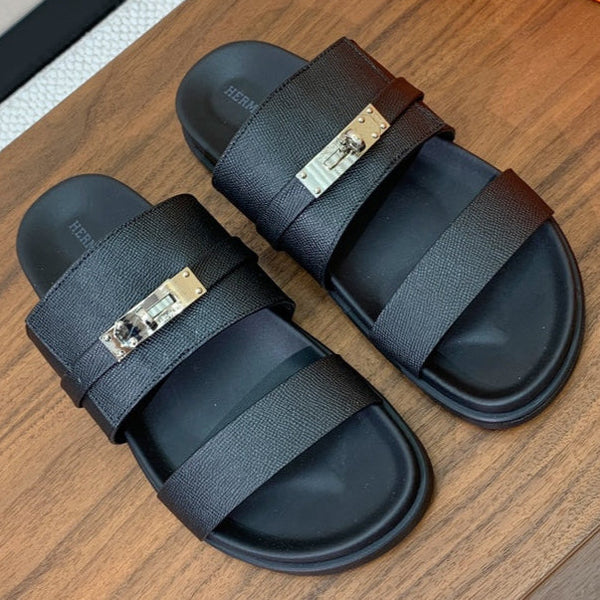 Sandalo HM Jackson in pelle di vacchetta nera 294063