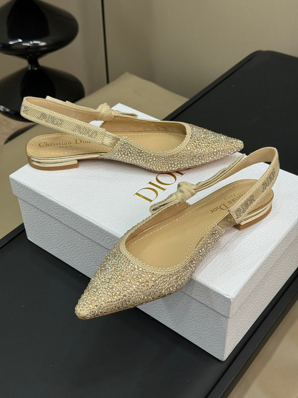 J'Adior Slingback Gold-tone Cotton Microbeads