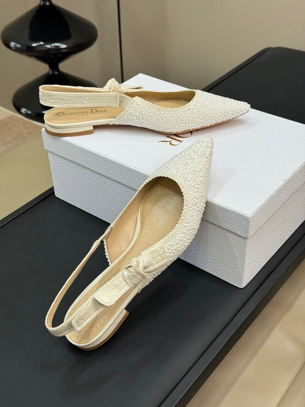 J'Adior Slingback White Cotton Microbeads