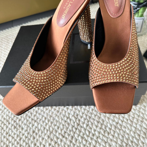 SL SEPT MULES SIENNA SATIN E STRASS
