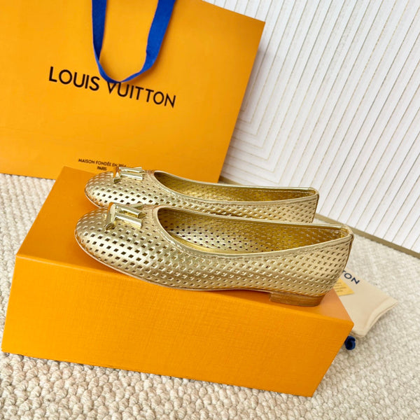 Ballerina piatta LV Shake in pelle di vacchetta gialla