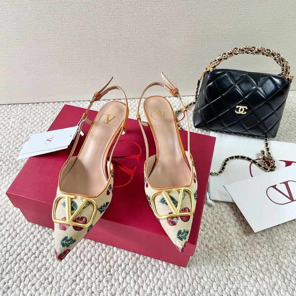 Vlogo Signature Slingback Pumps In Cherryfic Pattern 50mm 310517