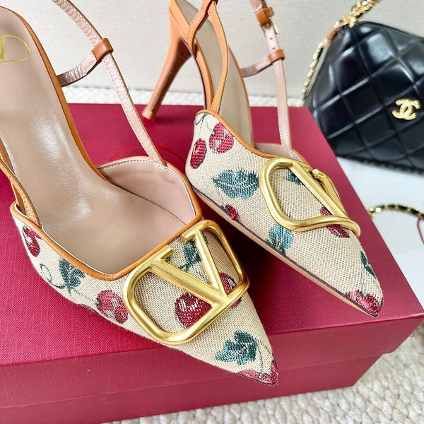Vlogo Signature Slingback Pumps In Cherryfic Pattern 80mm 310518